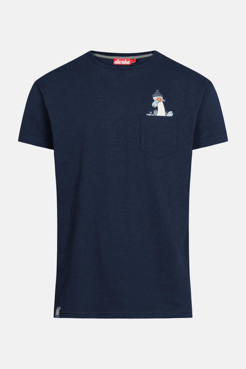 Langer Hals Herren T-Shirt Navy Möwe Dunkelblau | 