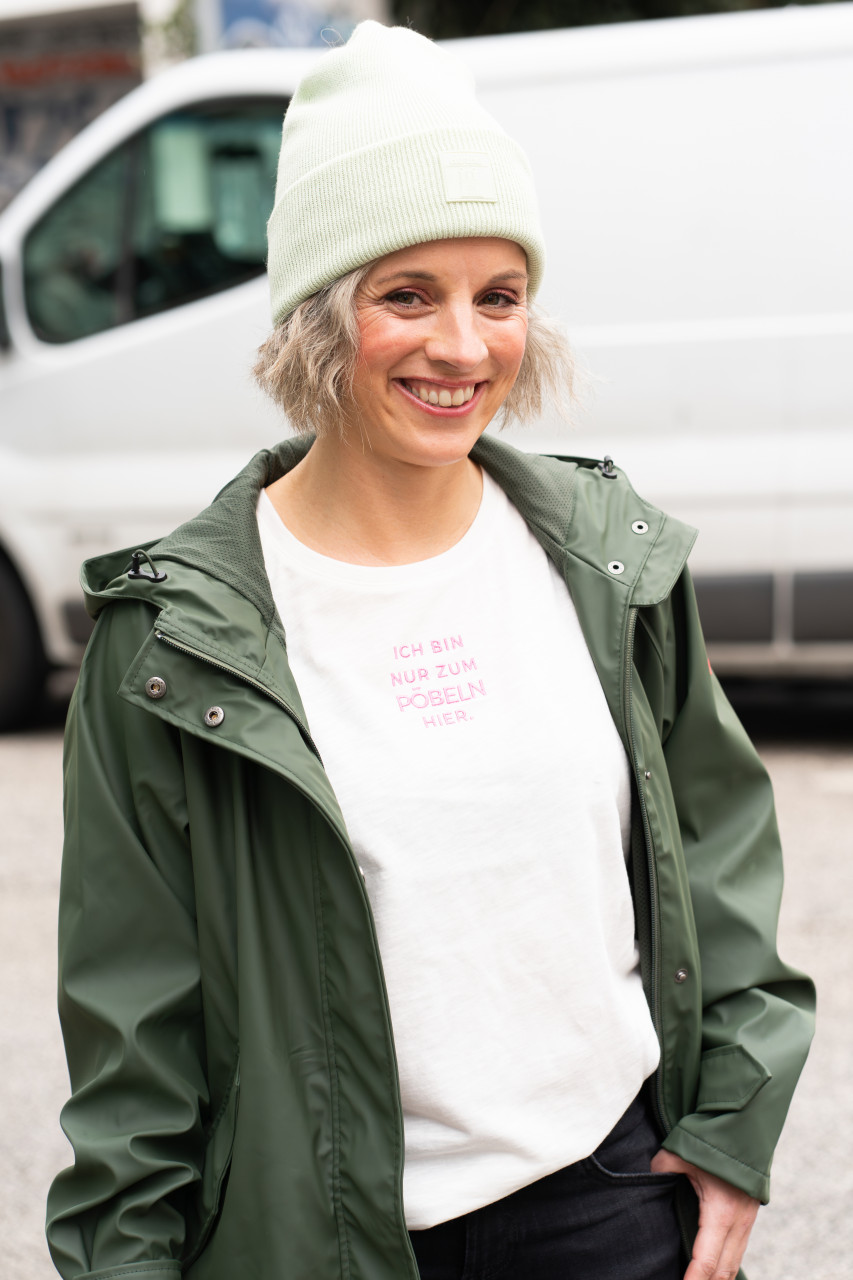 Derbe T-Shirt Pöbeln Damen Weiß