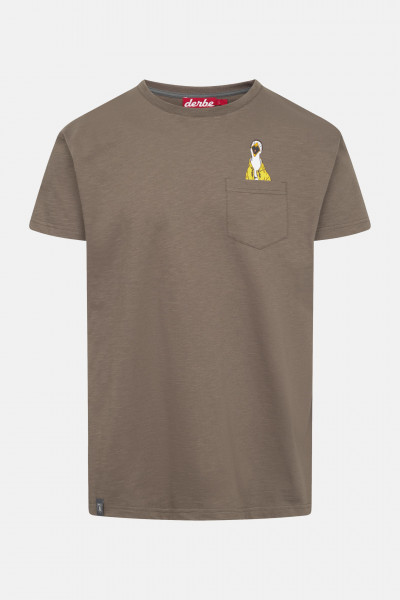 Derbe T-Shirt Schreimöwe Pocket Herren Braun GOTS Organic