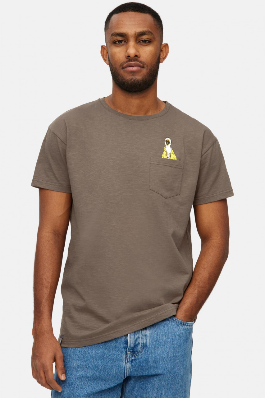 Derbe T-Shirt Schreimöwe Pocket Herren Braun GOTS Organic