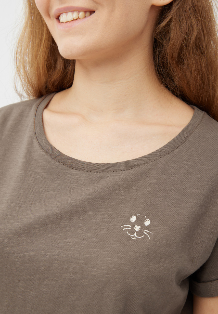 Derbe T-Shirt Robbenschnute Damen Braun GOTS Organic