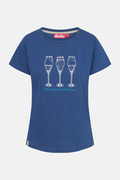 Derbe T-Shirt Die Klügere Damen Blau GOTS Organic