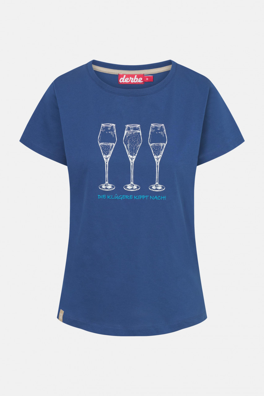 Derbe T-Shirt Die Klügere Damen Blau GOTS Organic