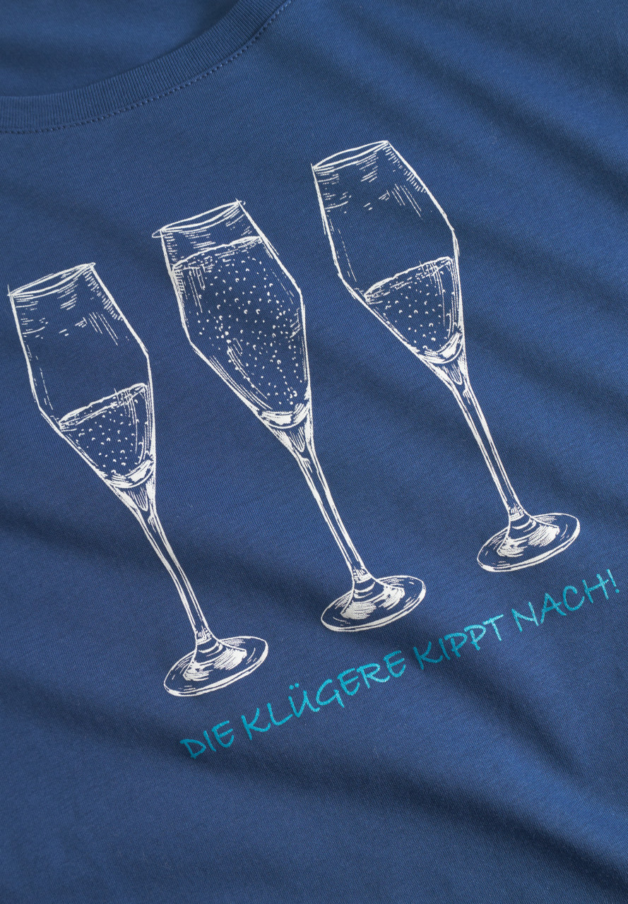 Derbe T-Shirt Die Klügere Damen Blau GOTS Organic