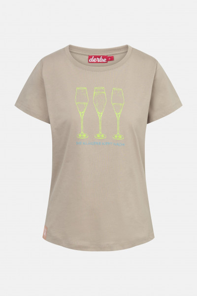 Derbe T-Shirt Die Klügere Damen Beige GOTS Organic