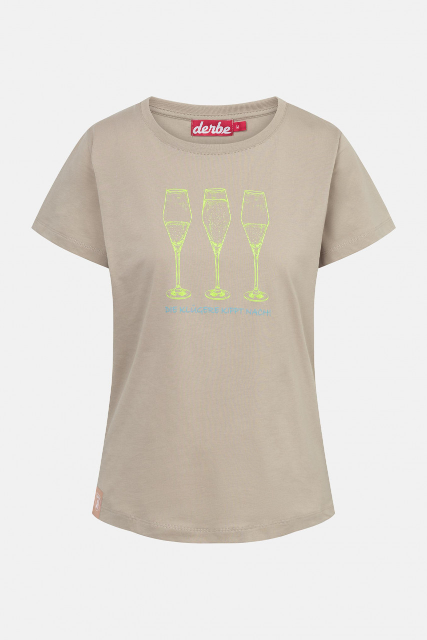 Derbe T-Shirt Die Klügere Damen Beige GOTS Organic