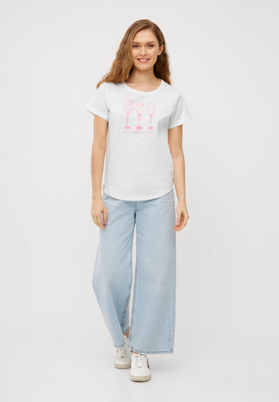 Derbe T-Shirt Die Klügere Damen Weiß GOTS Organic