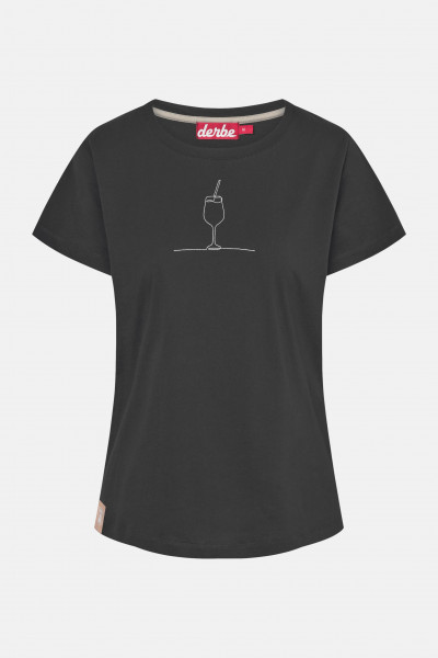 Derbe T-Shirt Drink Damen Schwarz GOTS Organic