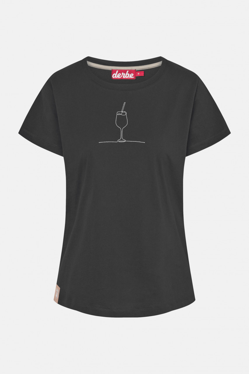 Derbe T-Shirt Drink Damen Schwarz GOTS Organic