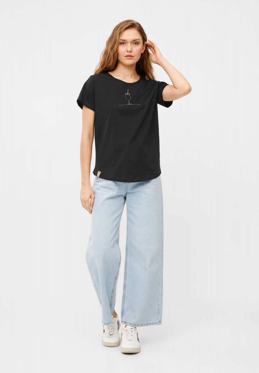 Derbe T-Shirt Drink Damen Schwarz GOTS Organic