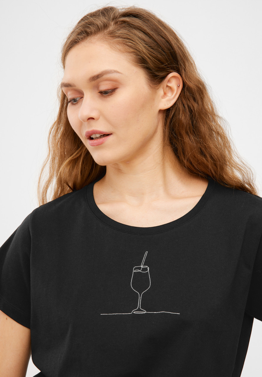 Derbe T-Shirt Drink Damen Schwarz GOTS Organic
