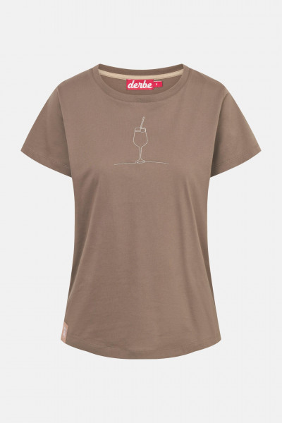 Derbe T-Shirt Drink Damen Braun GOTS Organic