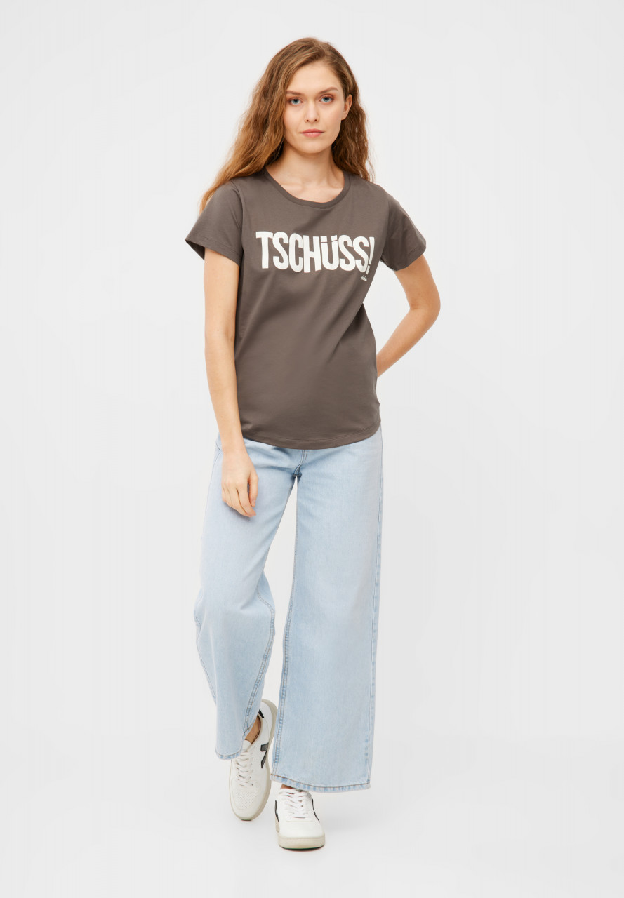 Derbe T-Shirt Tschüss Damen Braun GOTS Organic