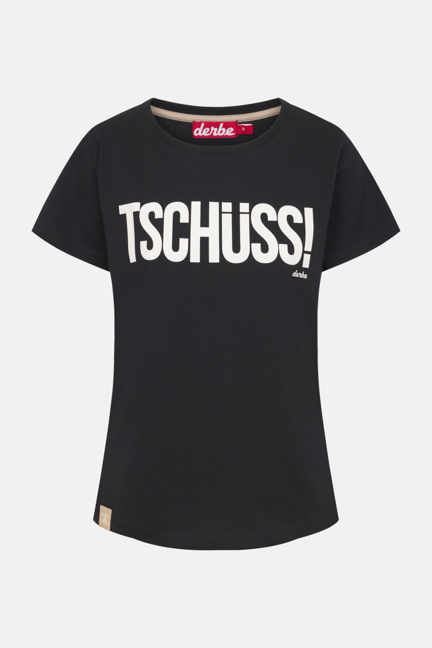 Derbe T-Shirt Tschüss Damen Schwarz GOTS Organic