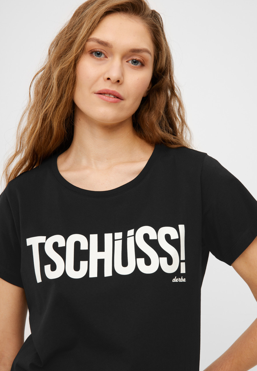 Derbe T-Shirt Tschüss Damen Schwarz GOTS Organic