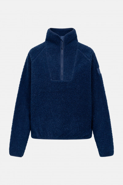 Derbe Damen Fleece Pullover Kuschelby Troyer Blau Teddy