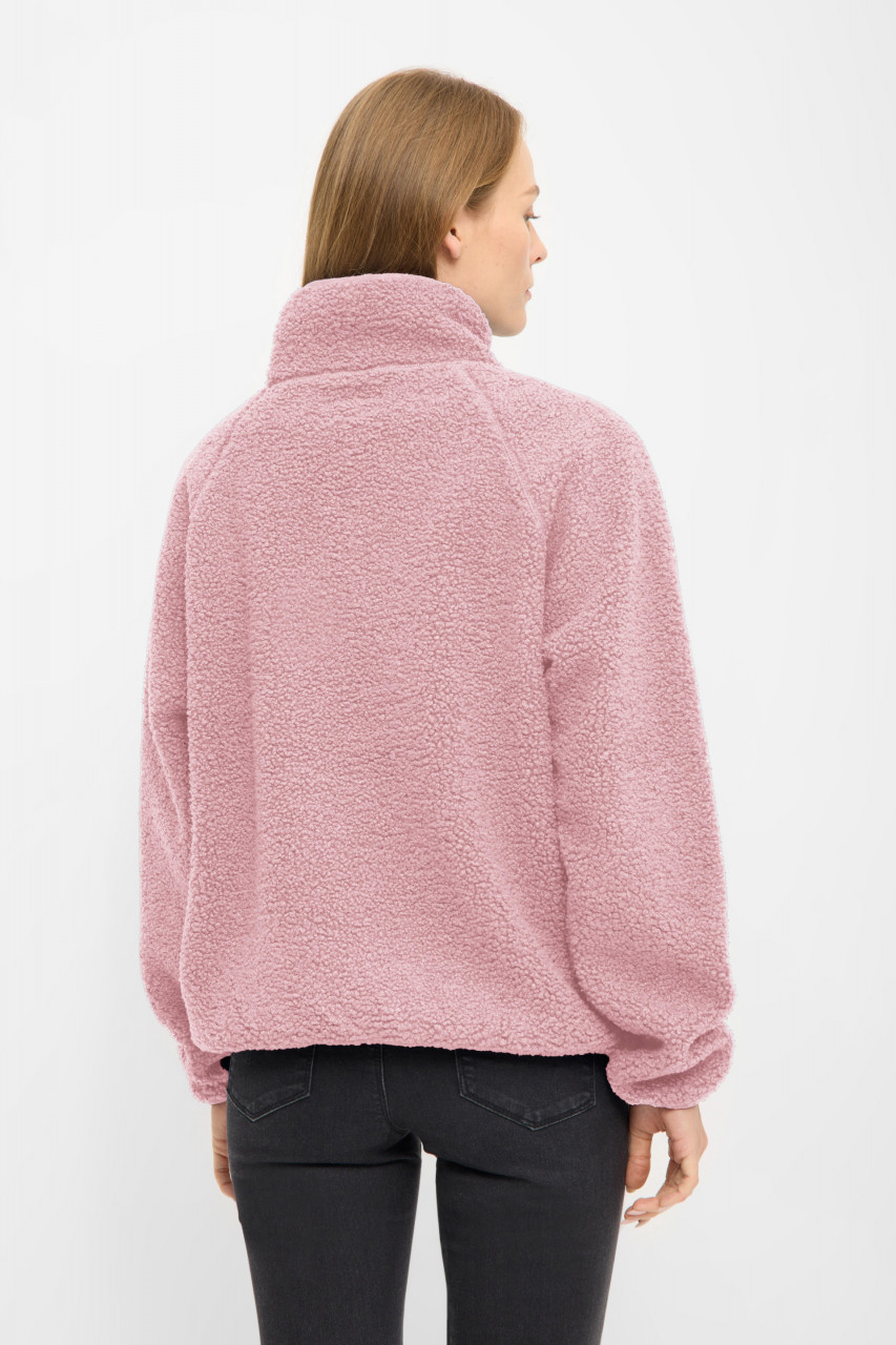 Derbe Damen Fleece Pullover Kuschelby Troyer Rosa Teddy