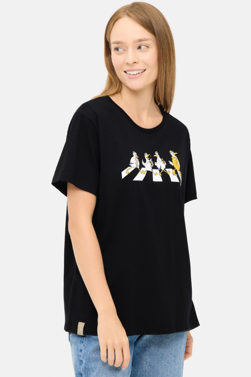 Derbe T-Shirt Abbeymöwen Damen Schwarz GOTS Organic