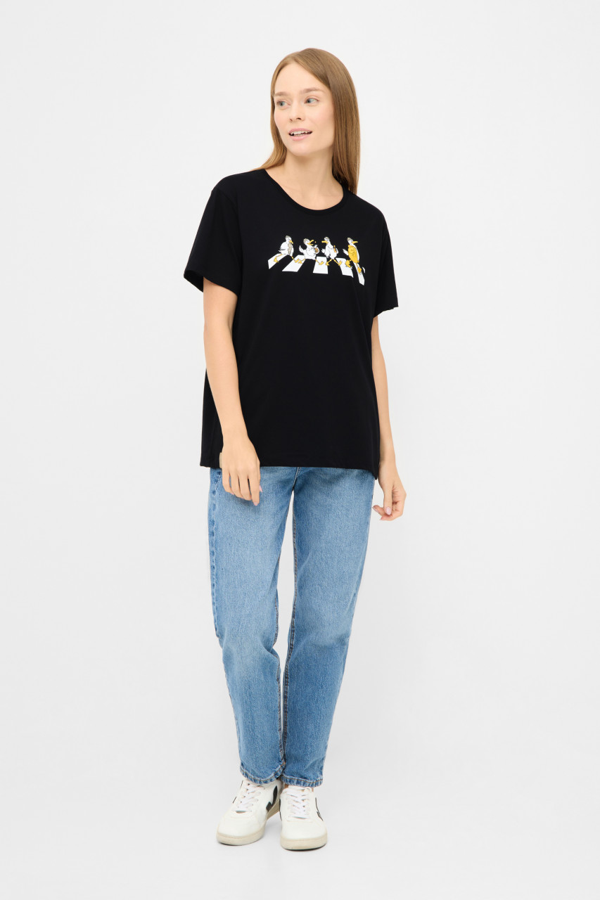 Derbe T-Shirt Abbeymöwen Damen Schwarz GOTS Organic