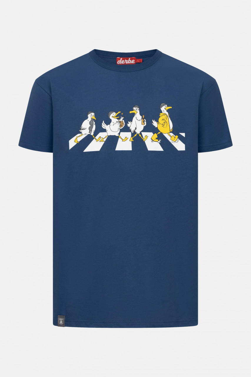 Derbe T-Shirt Abbymöwen Herren Blau GOTS Organic