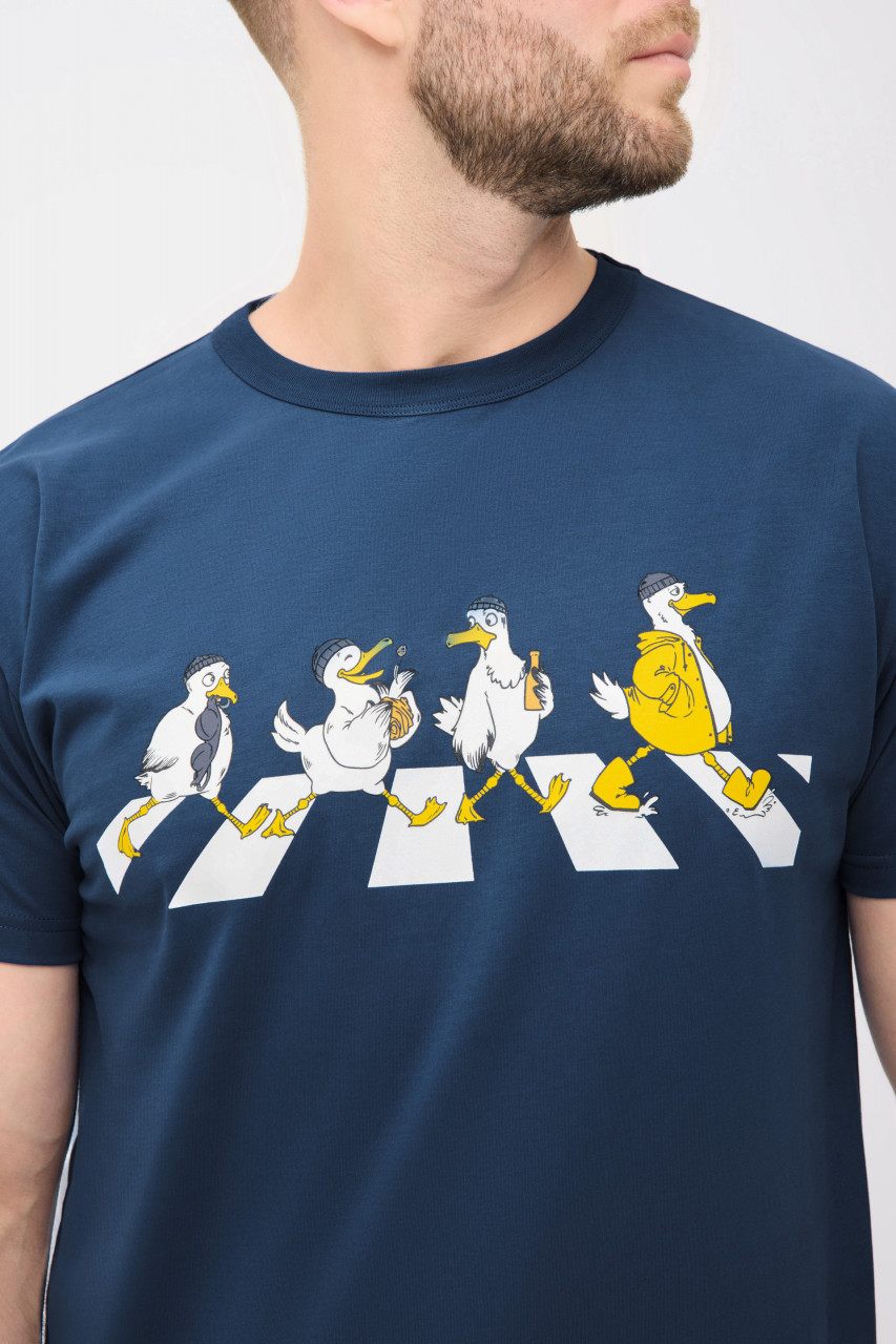 Derbe T-Shirt Abbymöwen Herren Blau GOTS Organic