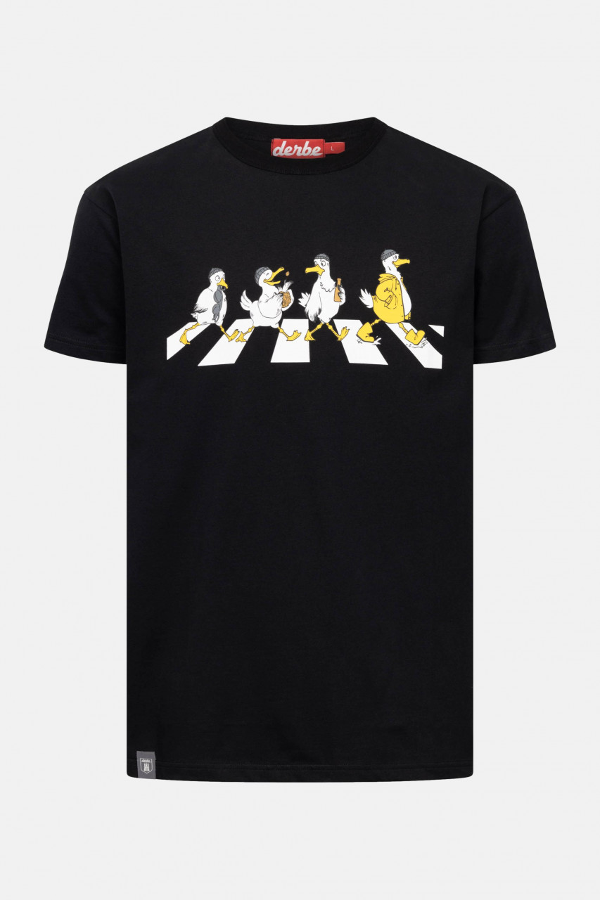 Derbe T-Shirt Abbymöwen Herren Schwarz GOTS Organic