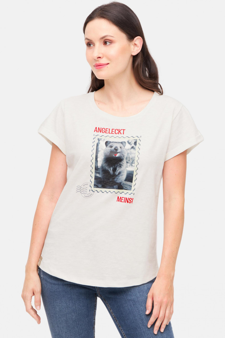 Derbe T-Shirt Angeleckt Damen Weiß