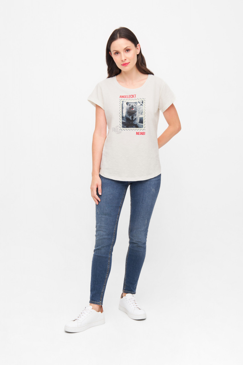 Derbe T-Shirt Angeleckt Damen Weiß