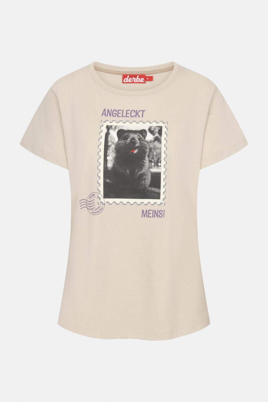 Derbe T-Shirt Angeleckt Damen Beige Grau GOTS Organic