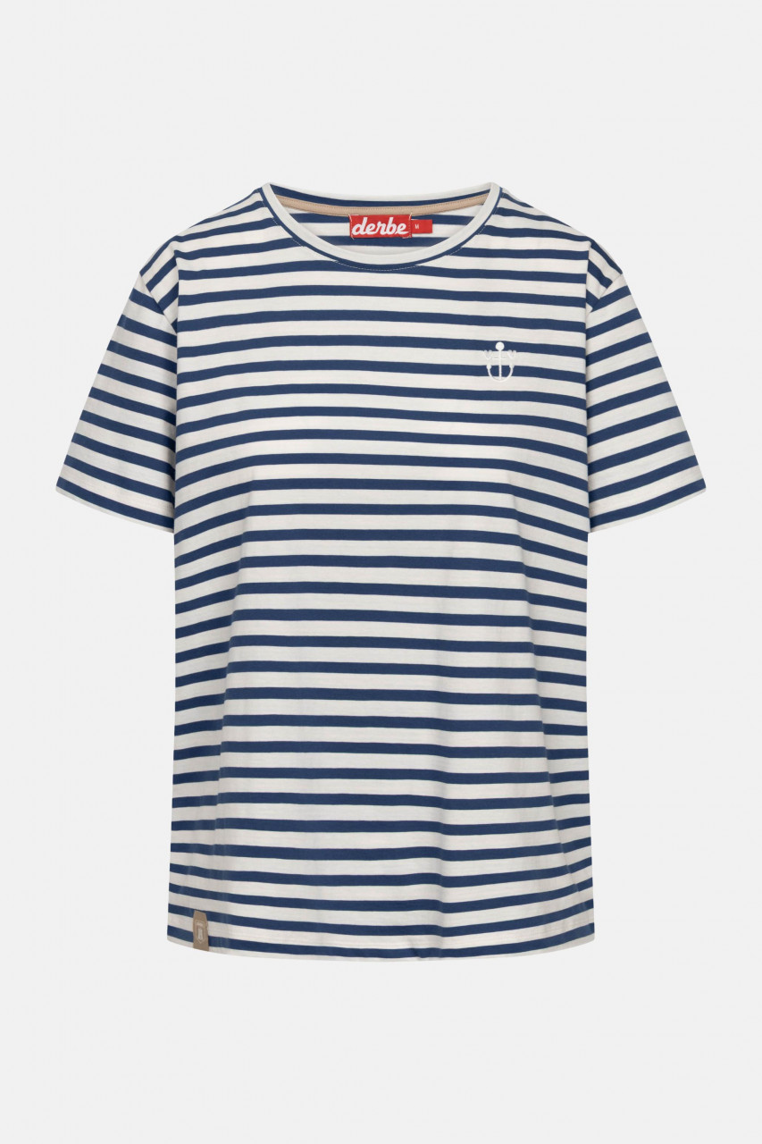 Derbe T-Shirt Ankersmile Damen Blau Weiß Streifenshirt GOTS Organic