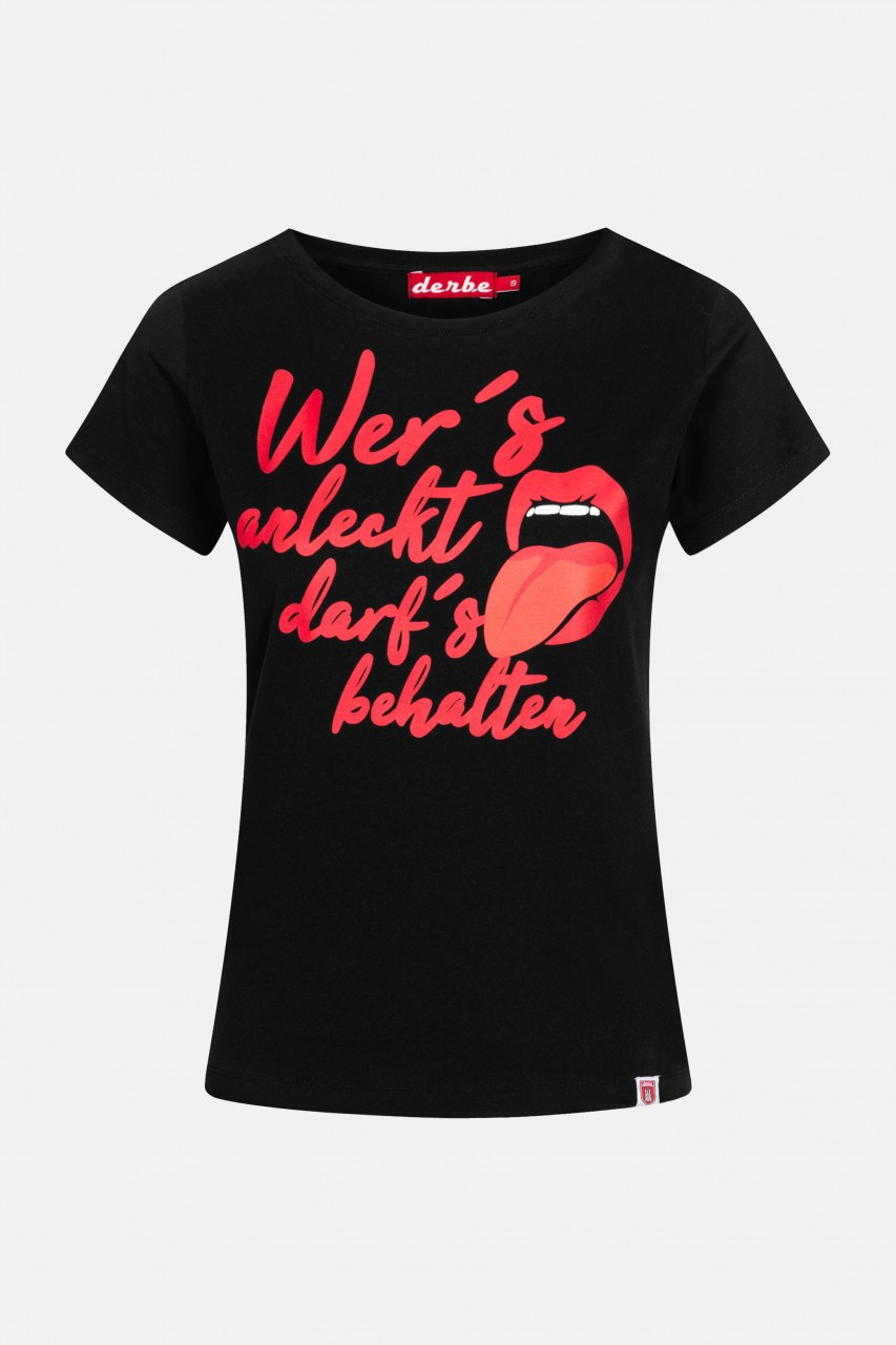 Derbe Anlecken Damen Shirt Schwarz