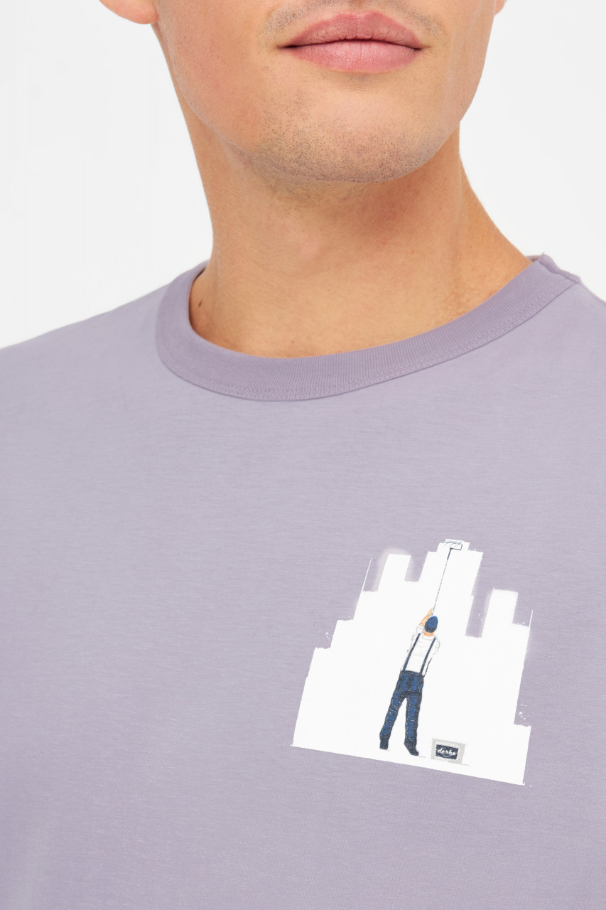 Derbe T-Shirt Anstreicher Herren Flieder Grau