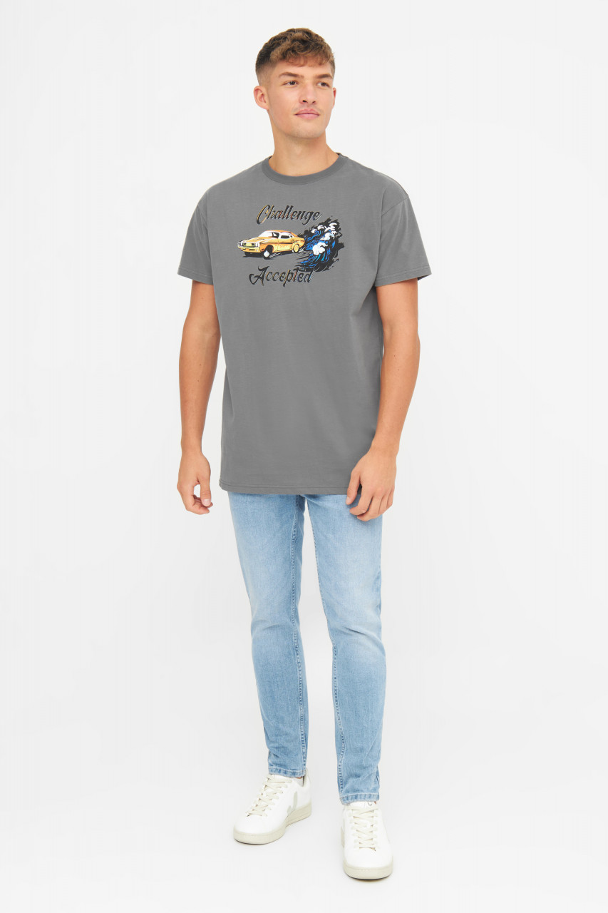 Derbe T-Shirt Auto Herren Grau