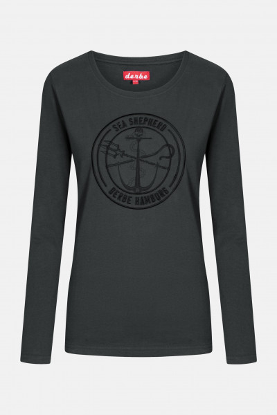 Derbe Barbe Mono LS Sea Shepherd Gots Organic Damen Langarm Shirt Schwarz Derbe Barbe Mono LS Sea Shepherd Gots Organic Damen Langarm Shirt Schwarz