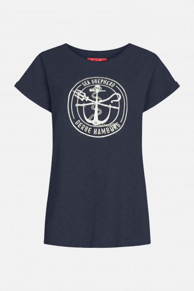 Derbe Barbe Sea Shepherd Gots Organic Damen Shirt Navy Dunkelblau