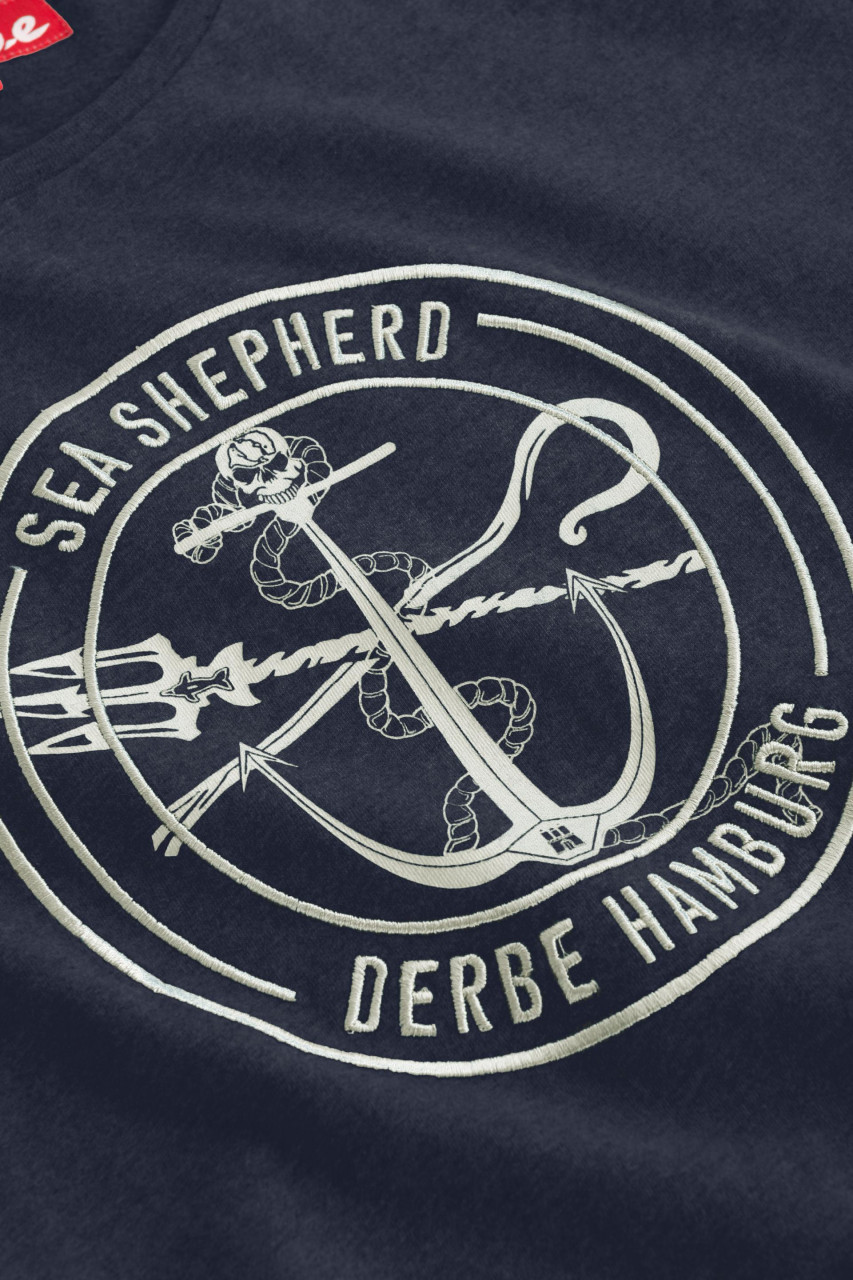 Derbe Barbe Sea Shepherd Gots Organic Damen Shirt Navy Dunkelblau