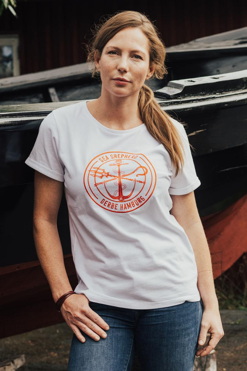 Derbe Barbe Sea Shepherd Gots Organic Damen Shirt White Weiß