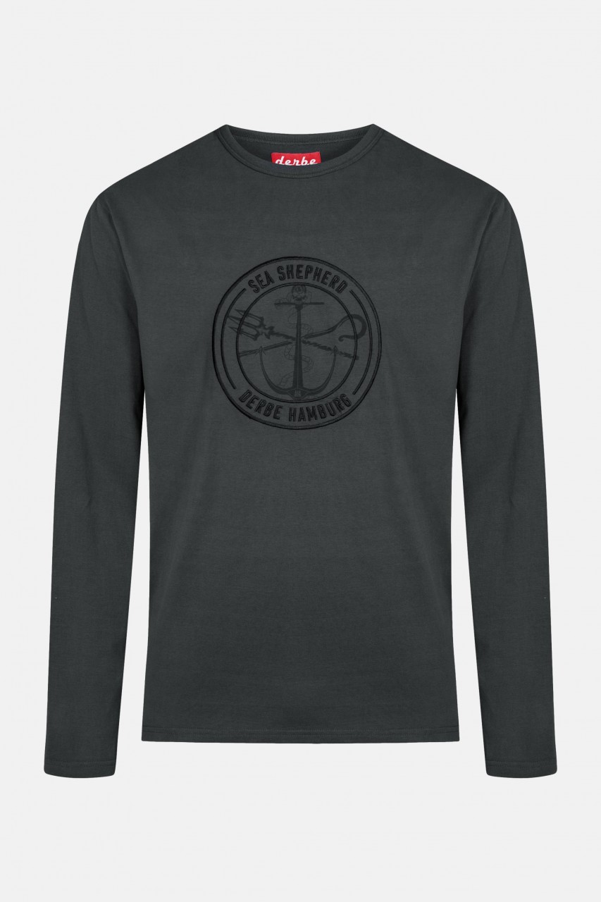 Derbe Barsch Mono LS Sea Shepherd Gots Organic Herren Langarm Shirt Schwarz