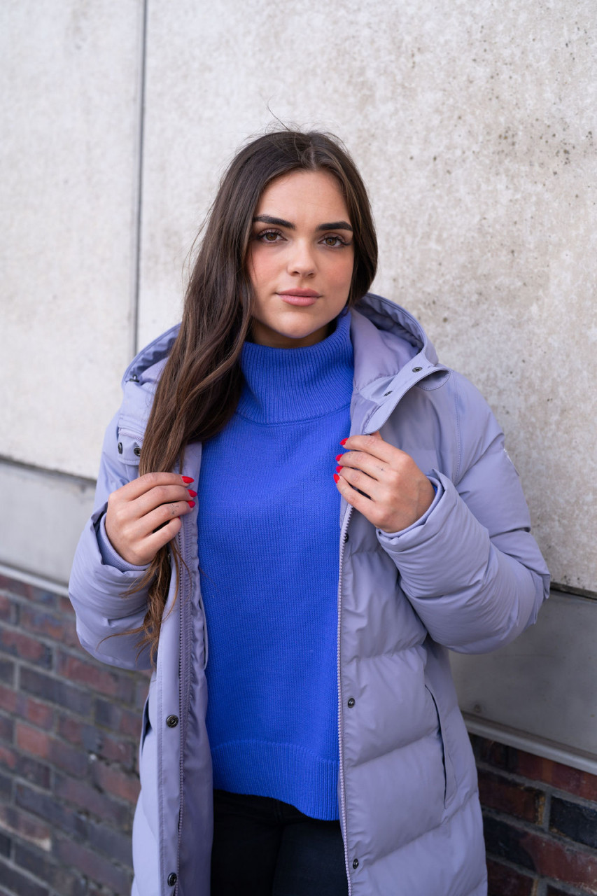 Derbe Strick-Pullover Basic Damen Lila