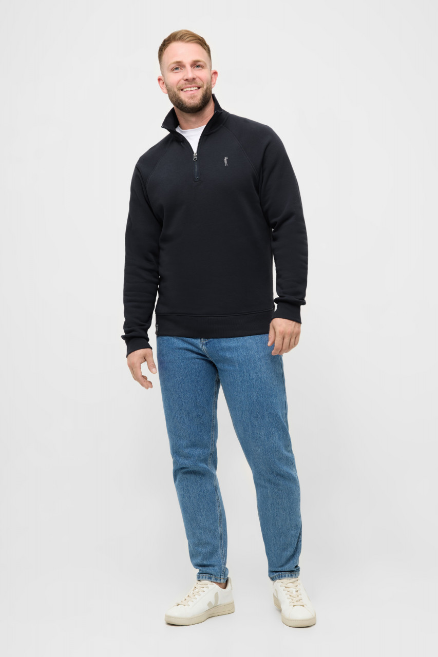 Derbe Halfzip Basic Kippes Herren Dunkelblau Sweatshirt GOTS