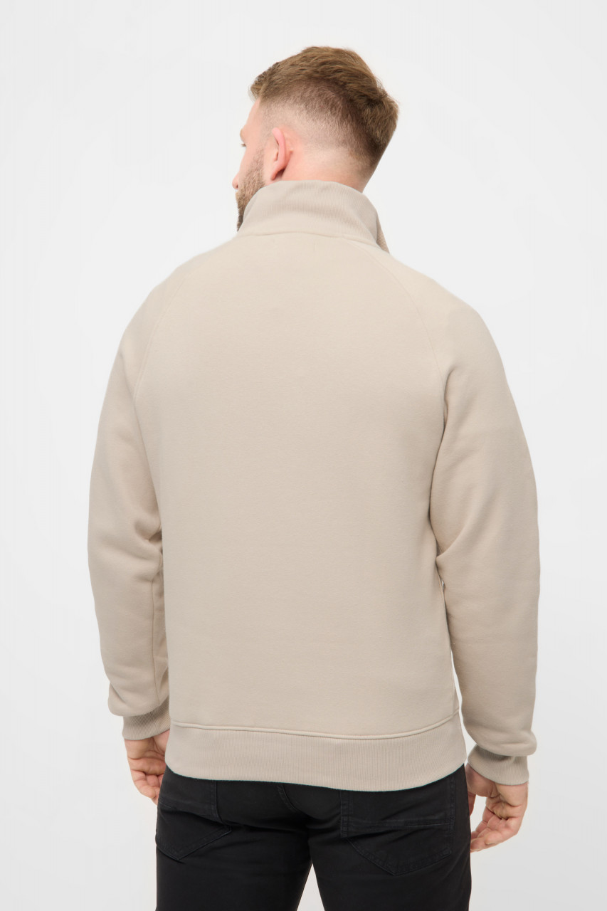 Derbe Halfzip Basic Kippes Herren Beige Sweatshirt GOTS
