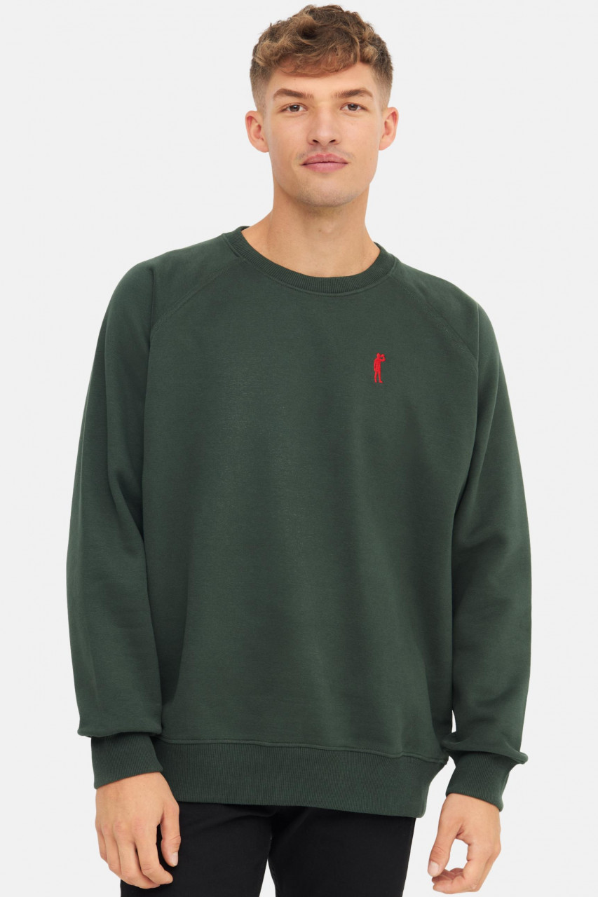 Derbe Sweatshirt Basic Kippes Herren Dunkelgrün Crewneck