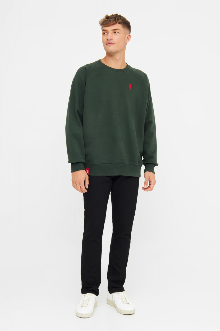 Derbe Sweatshirt Basic Kippes Herren Dunkelgrün Crewneck