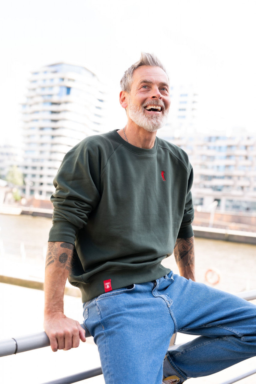 Derbe Sweatshirt Basic Kippes Herren Dunkelgrün Crewneck