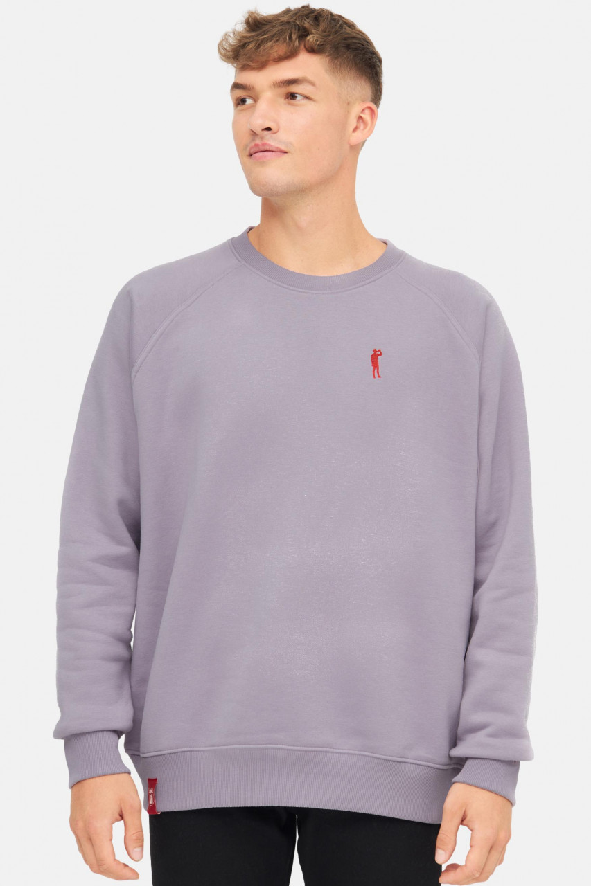 Derbe Sweatshirt Basic Kippes Herren Flieder Grau Crewneck