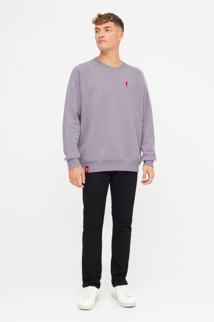 Derbe Sweatshirt Basic Kippes Herren Flieder Grau Crewneck