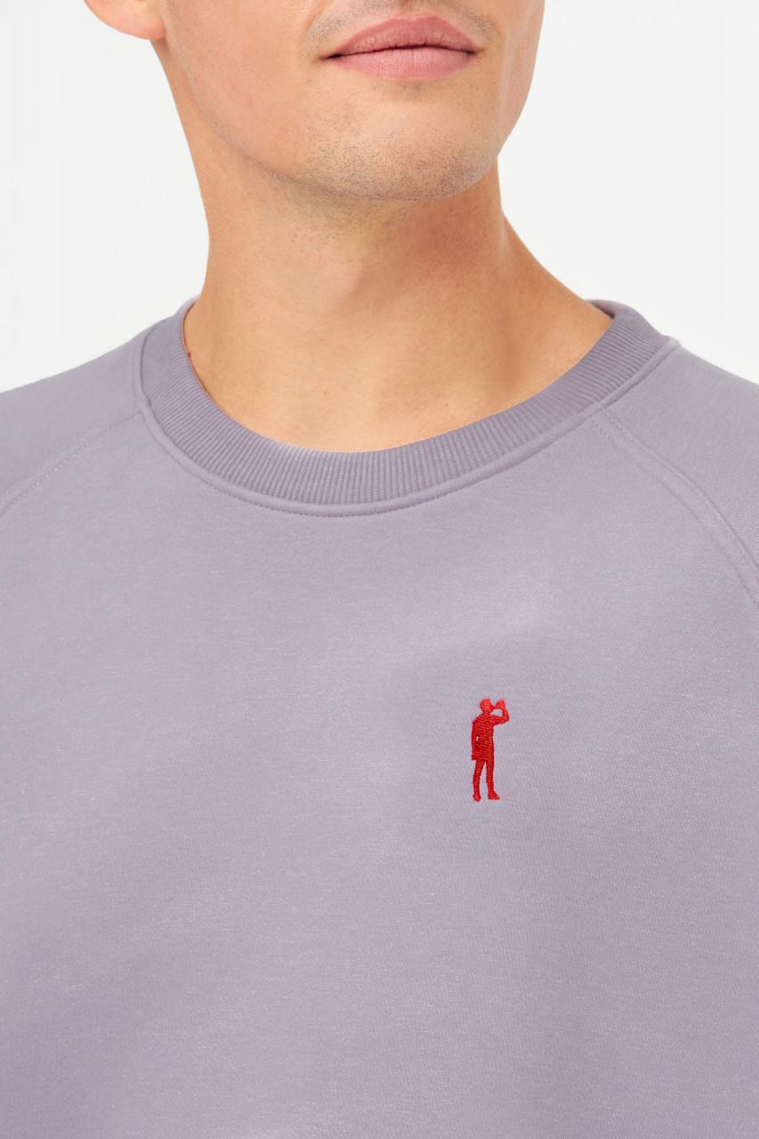 Derbe Sweatshirt Basic Kippes Herren Flieder Grau Crewneck