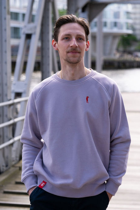 Derbe Sweatshirt Basic Kippes Herren Flieder Grau Crewneck