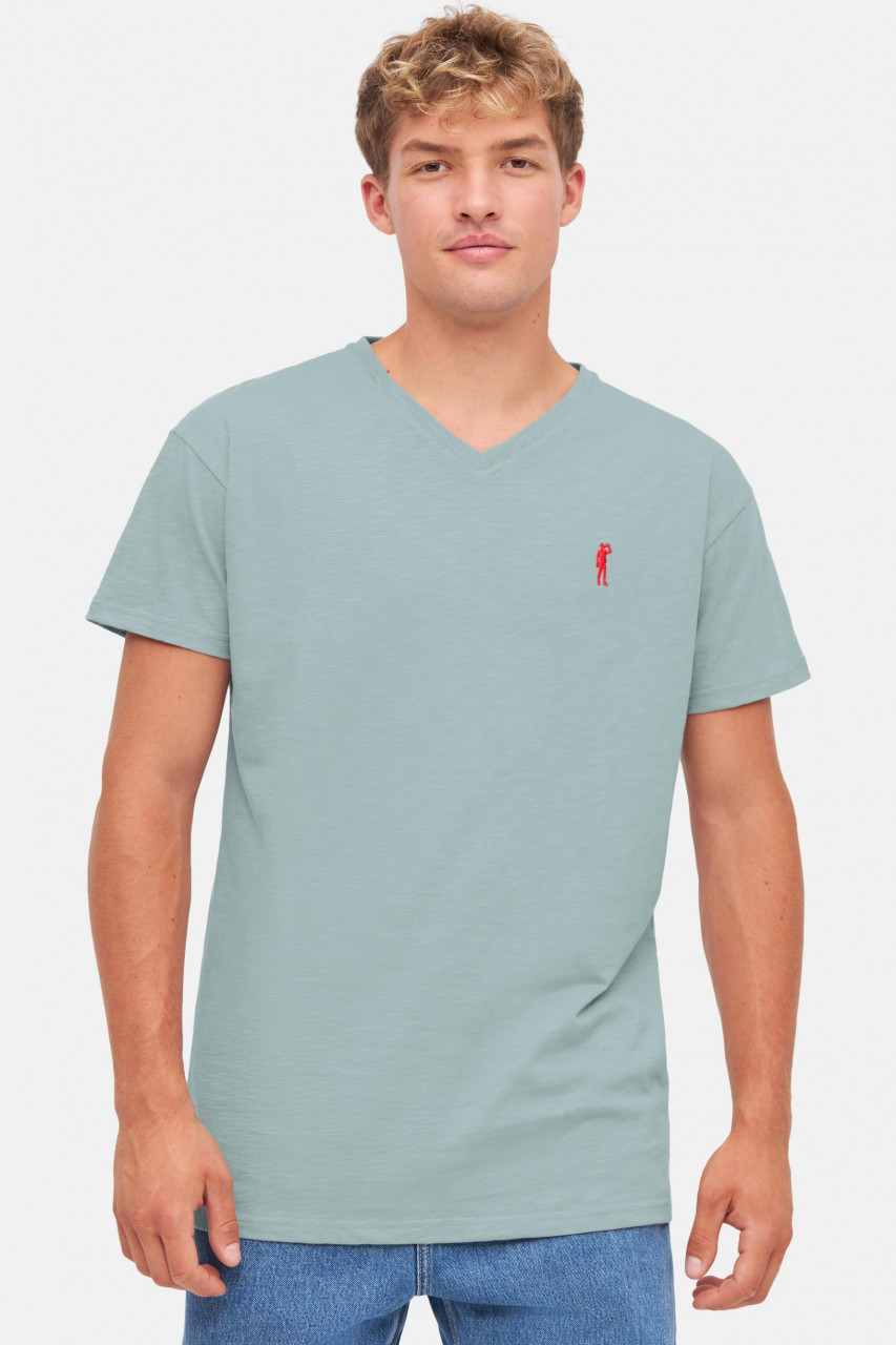 Derbe T-Shirt Basic Kippes Herren Hellblau Türkis