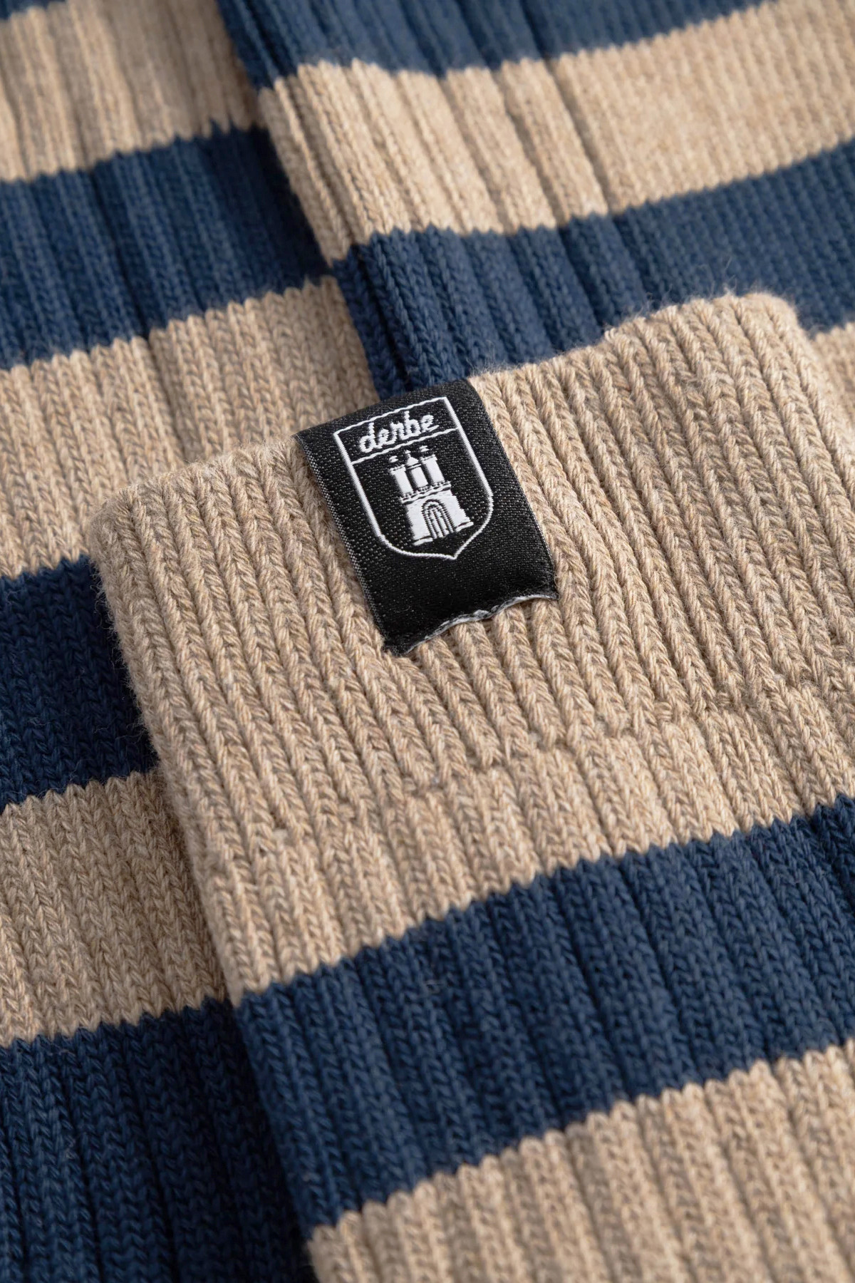 Derbe Socken Basic Knit Striped Beige Blau Navy Gestreift